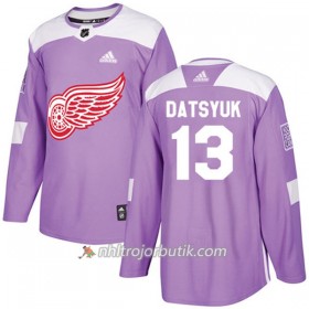 Män Ishockey Detroit Red Wings Tröja Pavel Datsyuk 13 Adidas 2017-2018 Lila Fights Cancer Practice Authentic
